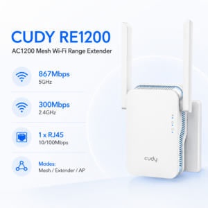 CUDY RE1200 IL AC1200 Mesh Wi Fi Range Extender