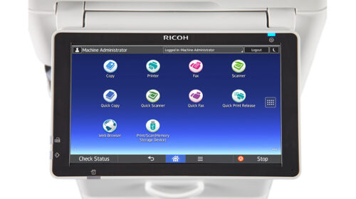 Ricoh MP 305+SPF - תקריב לוח מגע (מקור: Ricoh CDN רשמי)