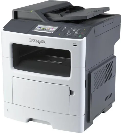 Lexmark MX410de - מבט אלכסוני (מקור: Newegg, רשומת המוצר המדויקת)