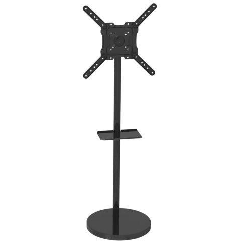מעמד נייד עם גלגלים נסתרים ומדף למסך עד 55" בצבע שחור