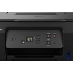 תקריב על לוח הבקרה ומסך התצוגה של Canon PIXMA G2470
