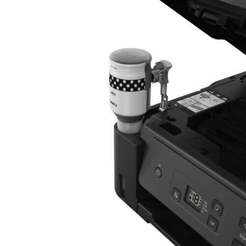 תהליך מילוי דיו שחור במיכל MegaTank של Canon PIXMA G2470