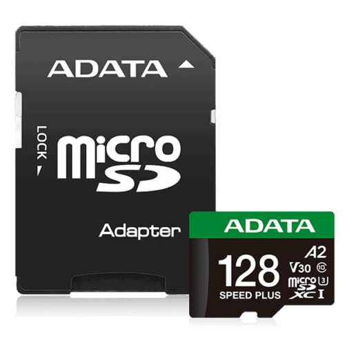 כרטיס זיכרון ADATA Premier SPEED PLUS microSDXC 128GB UHS-I U3 עם מתאם SD