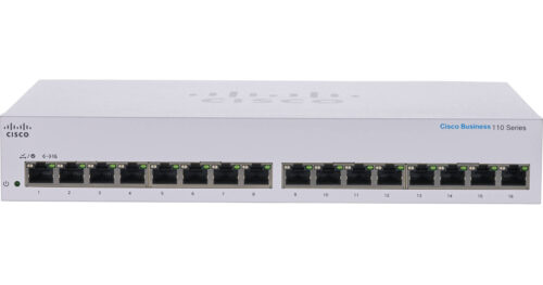 Cisco Business CBS110-16T-D - מבט מלפנים על המתג עם 16 יציאות Gigabit