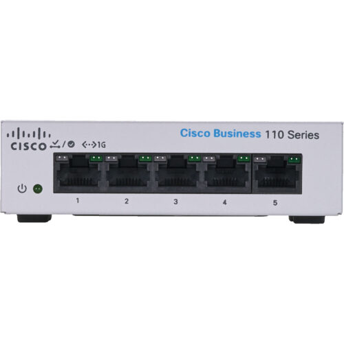 Cisco Business CBS110-5T-D - מבט חזית עם 5 יציאות Gigabit Ethernet ממוספרות