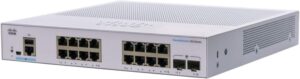 Cisco Business CBS250-16T-2G - מבט זווית עם יציאות RJ-45 ו-SFP גלויות