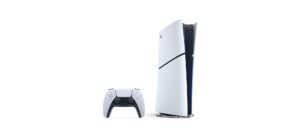 Sony PlayStation 5 Slim Digital Edition - קונסולה עומדת לצד בקר DualSense