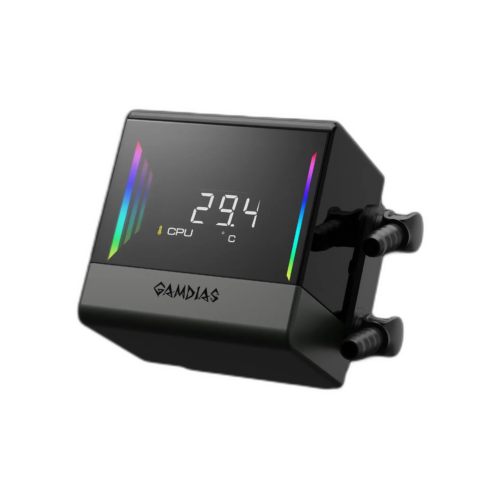 קירור נוזלי GAMDIAS CHIONE E4-420 - תצוגה דיגיטלית Infinity Mirror עם טמפרטורת CPU