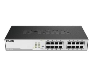 D-Link DGS-1016D/J1A - מבט קדמי ישר על 16 יציאות Gigabit Ethernet