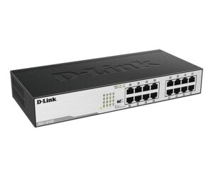 D-Link DGS-1016D/J1A - מבט זווית על גוף המתג ופאנל היציאות