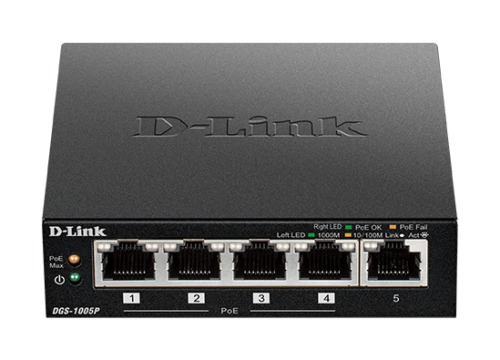 מתג D-Link DGS-1005P 5 יציאות מבט קדמי