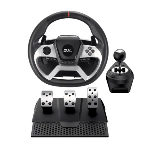 הגה מרוצים Genius SpeedMaster X5 FF עם דוושות וידית הילוכים - מבט קדמי