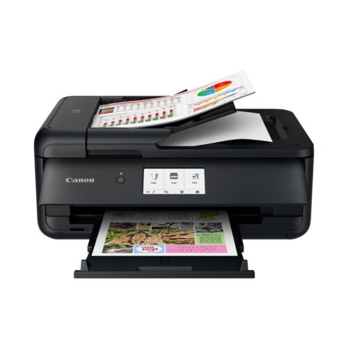 Canon PIXMA TS9550a עם מזין מסמכים אוטומטי בפעולה ותא הדפסה