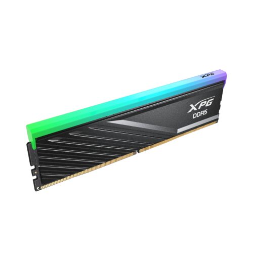 זיכרון RAM ADATA XPG Lancer Blade RGB DDR5 16GB 6400MHz - מבט בזווית עם תאורת RGB