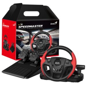 הגה מרוצים Genius SpeedMaster - ההגה לצד קופסת האריזה המקורית