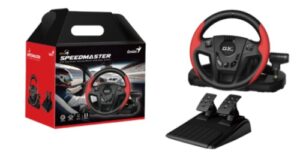 הגה מרוצים Genius SpeedMaster - תכולת האריזה: הגה, דוושות וידית הילוכים