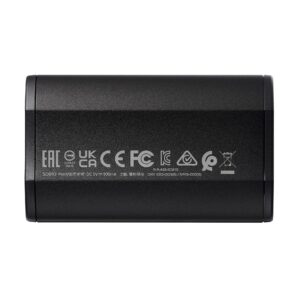 כונן SSD חיצוני ADATA SD810 4TB מבט מהצד האחורי עם תוי תקן