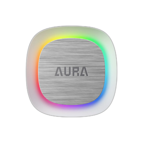 GAMDIAS AURA GL360 V2 WH - תקריב על בית המשאבה עם לוגו AURA