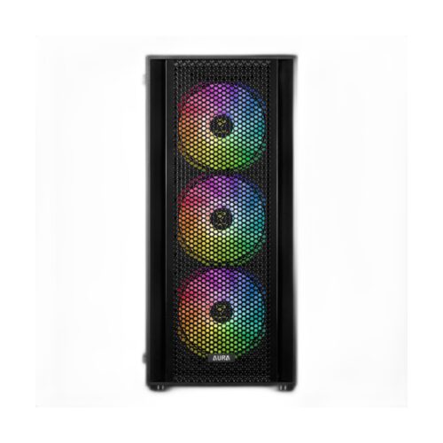 GAMDIAS AURA GC2 V2 - מבט קדמי עם ארבעה מאווררי ARGB