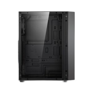 GAMDIAS AURA GC2 V2 - תצוגת פנים דרך פאנל הזכוכית המחוסמת