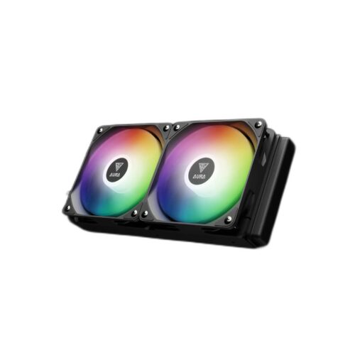 GAMDIAS AURA GL240 LITE - מבט מלפנים על הרדיאטור והמאווררים