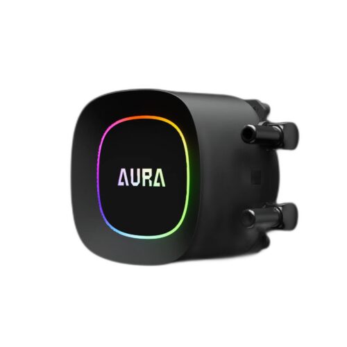GAMDIAS AURA GL240 LITE - תקריב על ראש המשאבה עם לוגו AURA