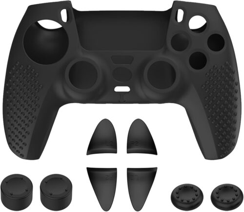 כיסוי סיליקון שחור לבקר Sony PlayStation 5 DualSense - מבט מלפנים