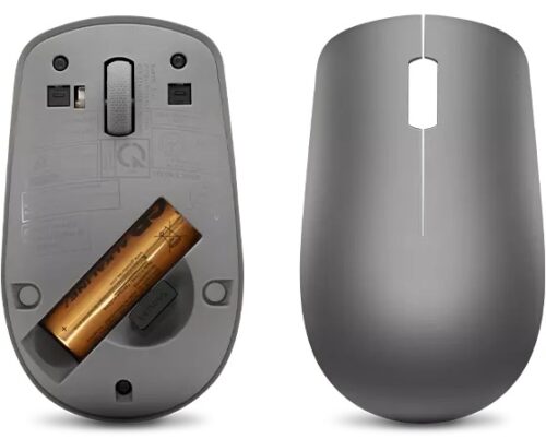 Lenovo 530 Wireless Mouse Graphite - תא סוללה ומבט מלמעלה