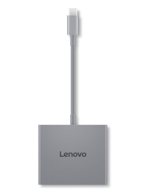 Lenovo USB-C 4 in 1 Hub Gen2 - מבט קדמי עם כבל Type-C