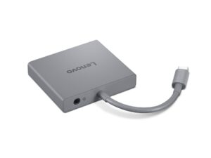 Lenovo USB-C 4 in 1 Hub Gen2 - זווית צד עם שקע אוזניות 3.5mm