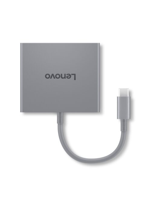 Lenovo USB-C 4 in 1 Hub Gen2 - מבט עליון עם כבל מקופל