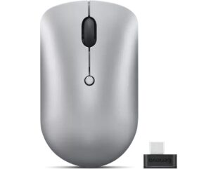 Lenovo 540 USB-C Wireless Mouse Cloud Grey - מבט מלמעלה עם מקלט אלחוטי