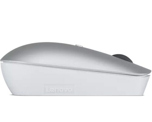 Lenovo 540 USB-C Wireless Mouse Cloud Grey - מבט צד עם לוגו Lenovo