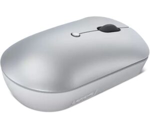 Lenovo 540 USB-C Wireless Mouse Cloud Grey - מבט מזווית עם לוגו Lenovo בתחתית