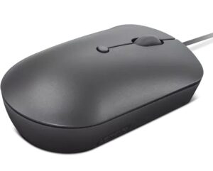 Lenovo 540 USB-C Wired Mouse Storm Grey - מבט מזווית מלמעלה עם כבל