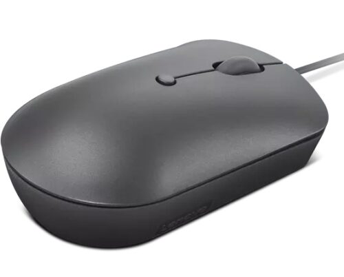 Lenovo 540 USB-C Wired Mouse Storm Grey - מבט מזווית מלמעלה עם כבל