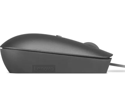 Lenovo 540 USB-C Wired Mouse Storm Grey - מבט צד עם לוגו Lenovo