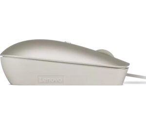 Lenovo 540 USB-C Wired Mouse Sand - מבט צד עם לוגו Lenovo