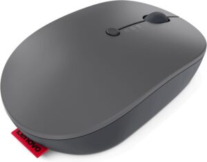 Lenovo 700 Multi-Device Wireless Silent Mouse Luna Grey - מבט בזווית עם לוגו Lenovo