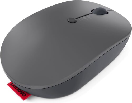 Lenovo 700 Multi-Device Wireless Silent Mouse Luna Grey - מבט בזווית עם לוגו Lenovo