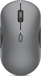 Lenovo 700 Multi-Device Wireless Silent Mouse Luna Grey - תקריב על גלגלת הגלילה וכפתור מעבר בין מכשירים
