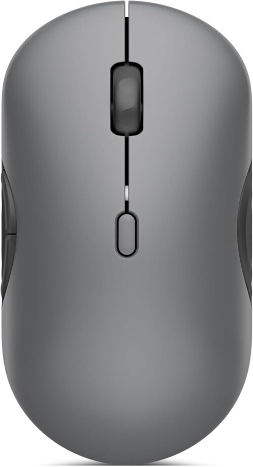 Lenovo 700 Multi-Device Wireless Silent Mouse Luna Grey - תקריב על גלגלת הגלילה וכפתור מעבר בין מכשירים