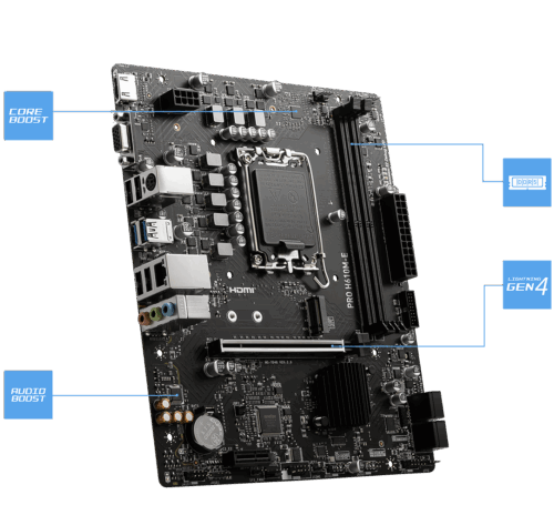 לוח אם MSI PRO H610M-E DDR5 - תכונות Core Boost DDR5 Lightning Gen4