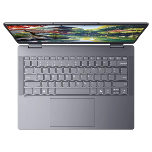 Lenovo IdeaPad 5 2-in-1 14IAL10 - מבט מלמעלה עם מסך ומקלדת פתוחים