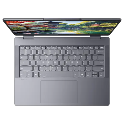 Lenovo IdeaPad 5 2-in-1 14IAL10 - מבט מלמעלה עם מסך ומקלדת פתוחים