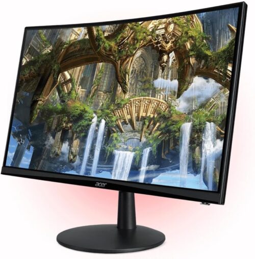 Acer Nitro ED240Q S3bmiipx - מבט מזווית על המסך הקעור והמעמד