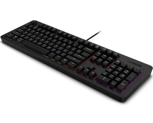 Lenovo Legion K310 RGB - מבט אחורי בזווית עם לוגו LEGION