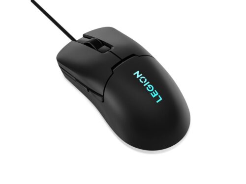 Lenovo Legion KM310 RGB - עכבר Legion M300s מבט בזווית עם לוגו מואר