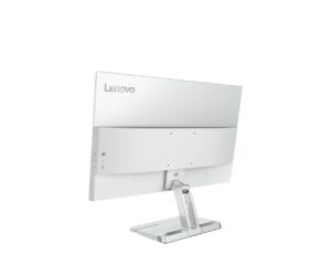 Lenovo L27-4C - מבט אחורי בזווית עם לוגו Lenovo וחיבורים