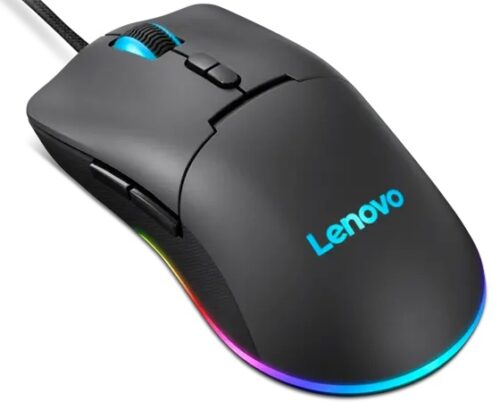 Lenovo M210 RGB Gaming Mouse - מבט מלמעלה בזווית עם תאורת RGB